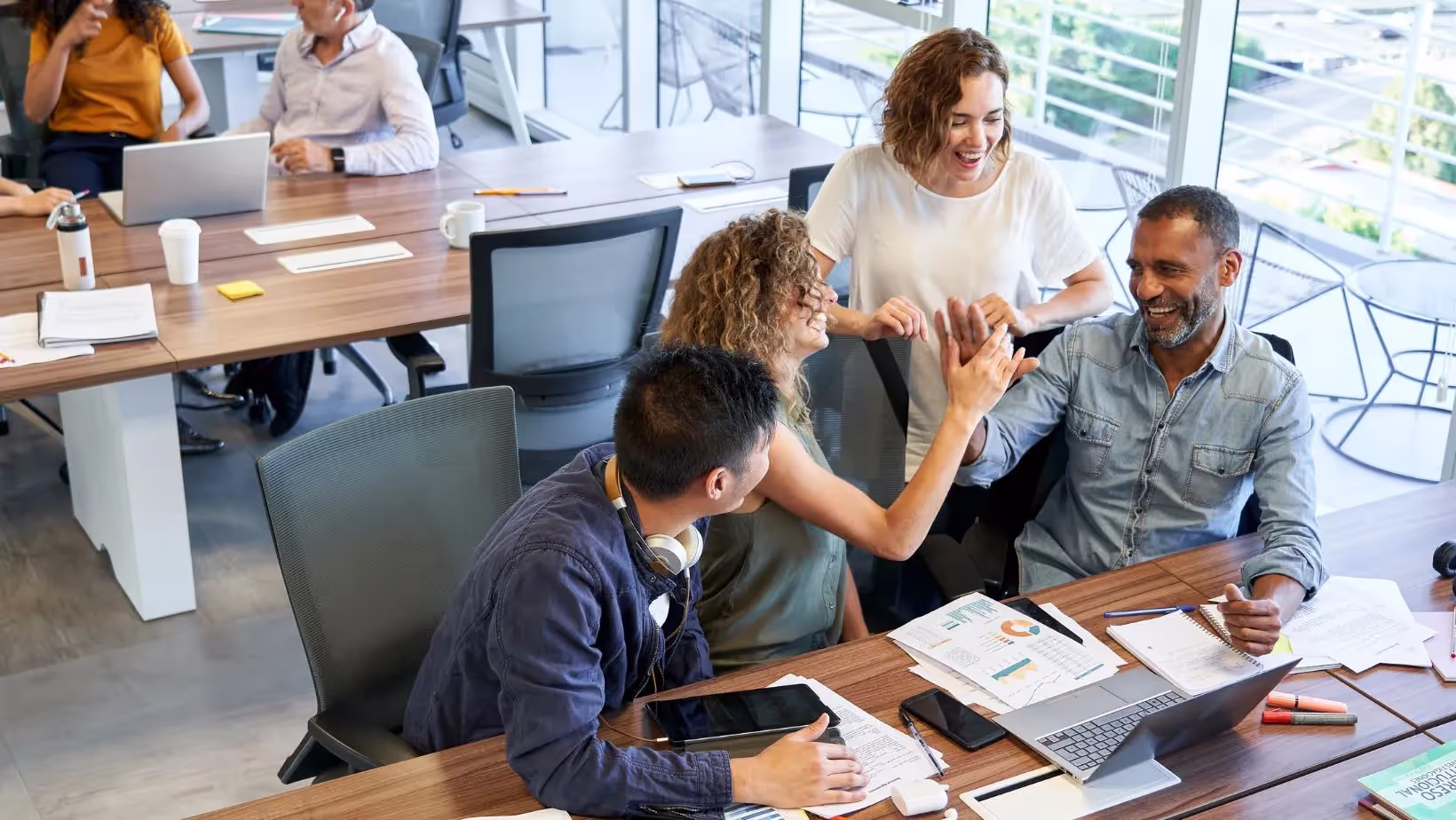 team working at a table